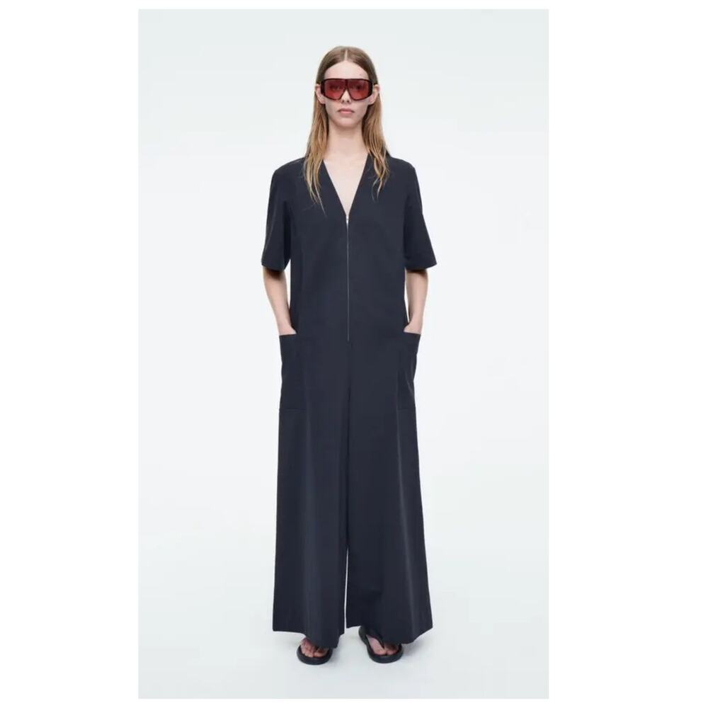 COS V-Neck Cotton Blend Jumpsuit Size US/Small
